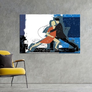 Moderne 3D Leinwand, Geschenk für Ihn, 3D Leinwand, Romantische 3D Leinwand, Paar tun Tango Leinwand Poster, Paar Leinwanddruck, Boho Wandkunst,