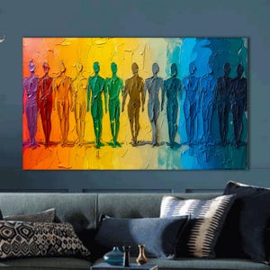 Rainbow Canvas Decor, Modern Art Canvas, Modern Artwork, Colorful People 3D Canvas, Colorful Art, Canvas Wall Art, Contemporary Art Decor,