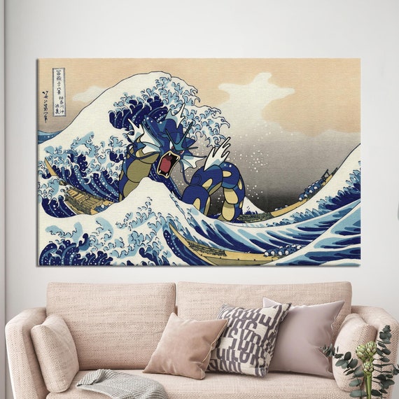 Wave Off Kanagawa, Japanese Canvas Art, Pokemon Canvas Art, Gift For Kids, Framed Canvas Art, Home Decor Wall Art, Japanese Poster Art