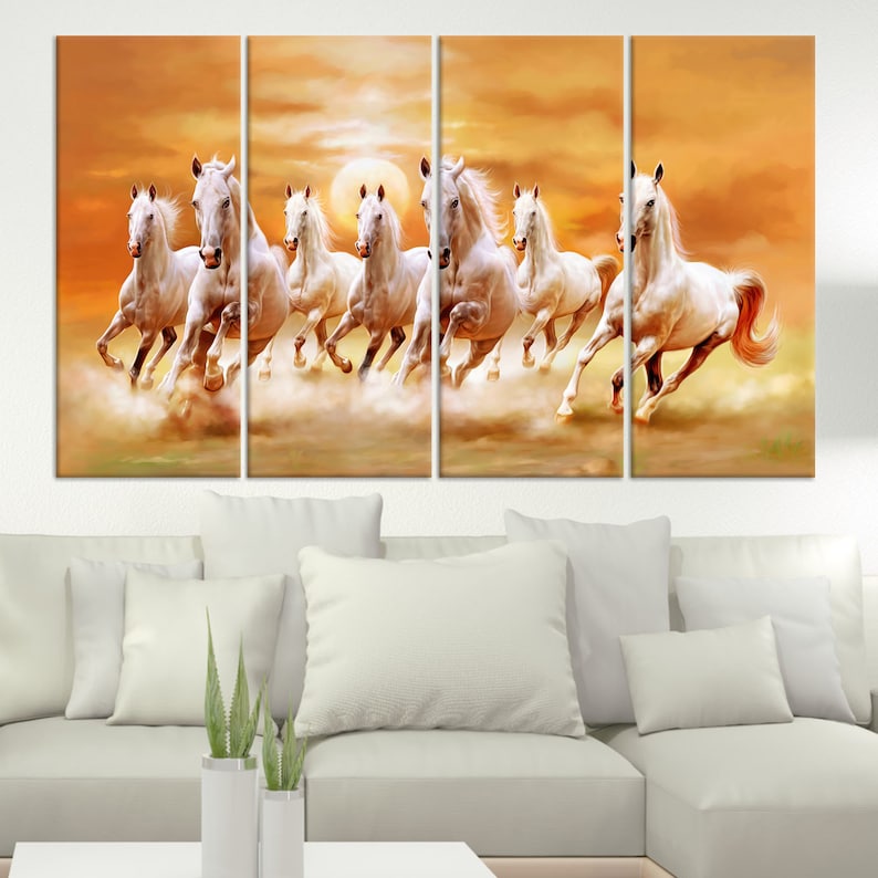 Running White Horses Canvas Wall Art: Modern Home Decor - Etsy