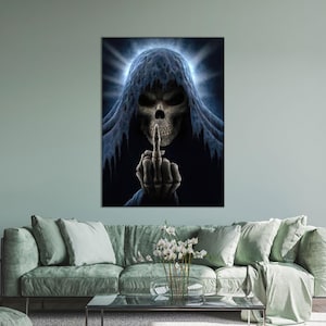 Gothic Kunst Leinwand, modernes Poster, 3D Leinwand, Satanic Demon Art Canvas, Mittelfinger Leinwand, Baby Girl Geschenk,