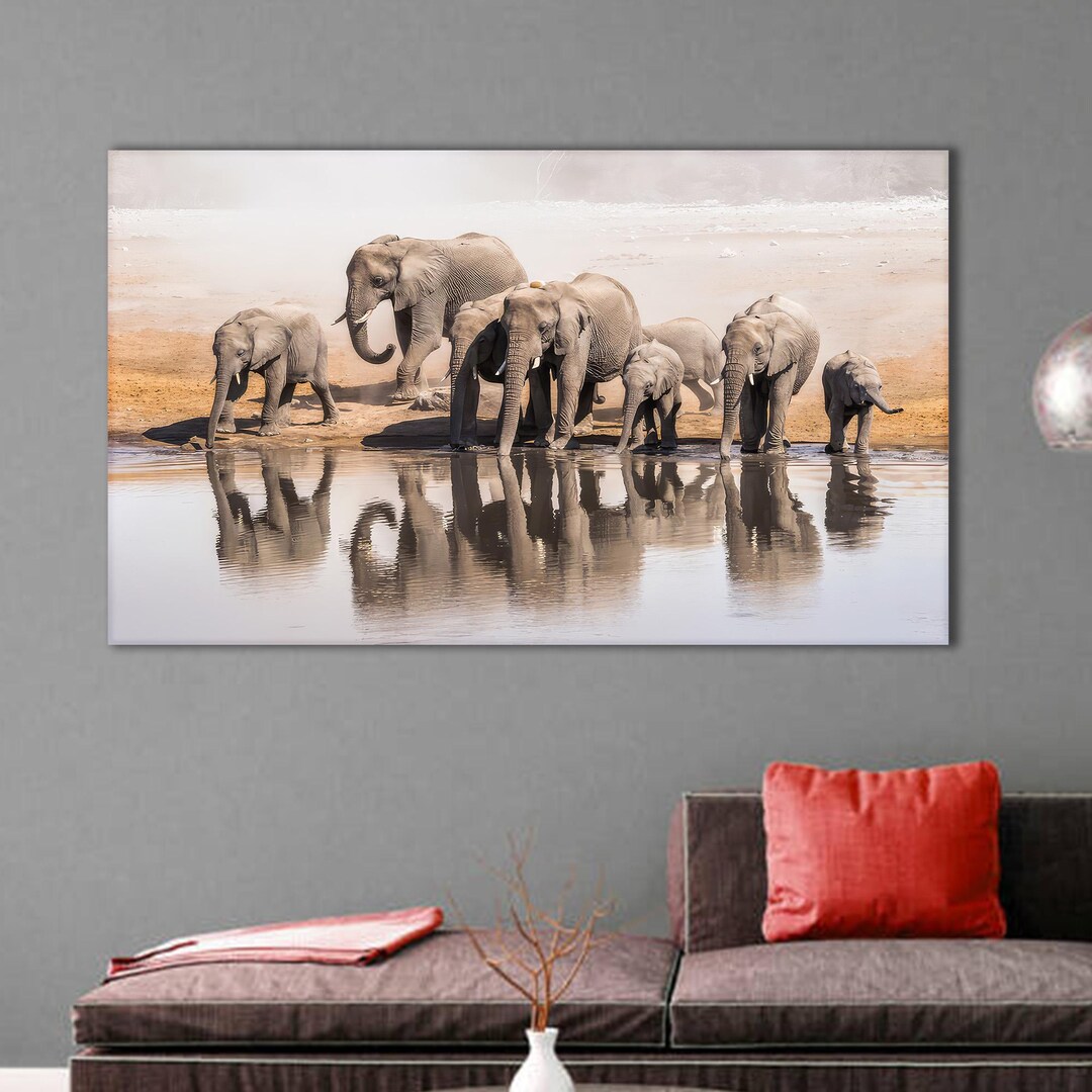 Elephant Family Canvas Art: African Safari Wildlife Print - Etsy