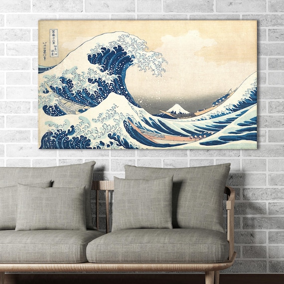 The Great Wave off Kanagawa Canvas Art, Hokusai Japanese Print, Classic Ukiyo-e Ocean Poster, Cultural Cotton Canvas Wall Decor