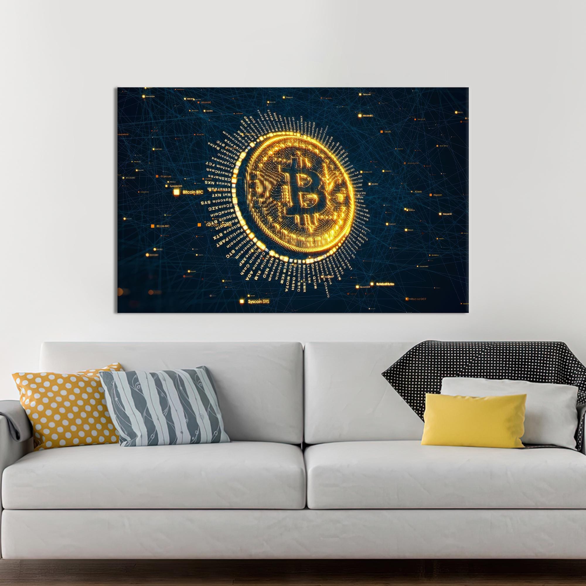 Personalized Bitcoin Canvas Art: Crypto Money Gift, Modern Wall Decor