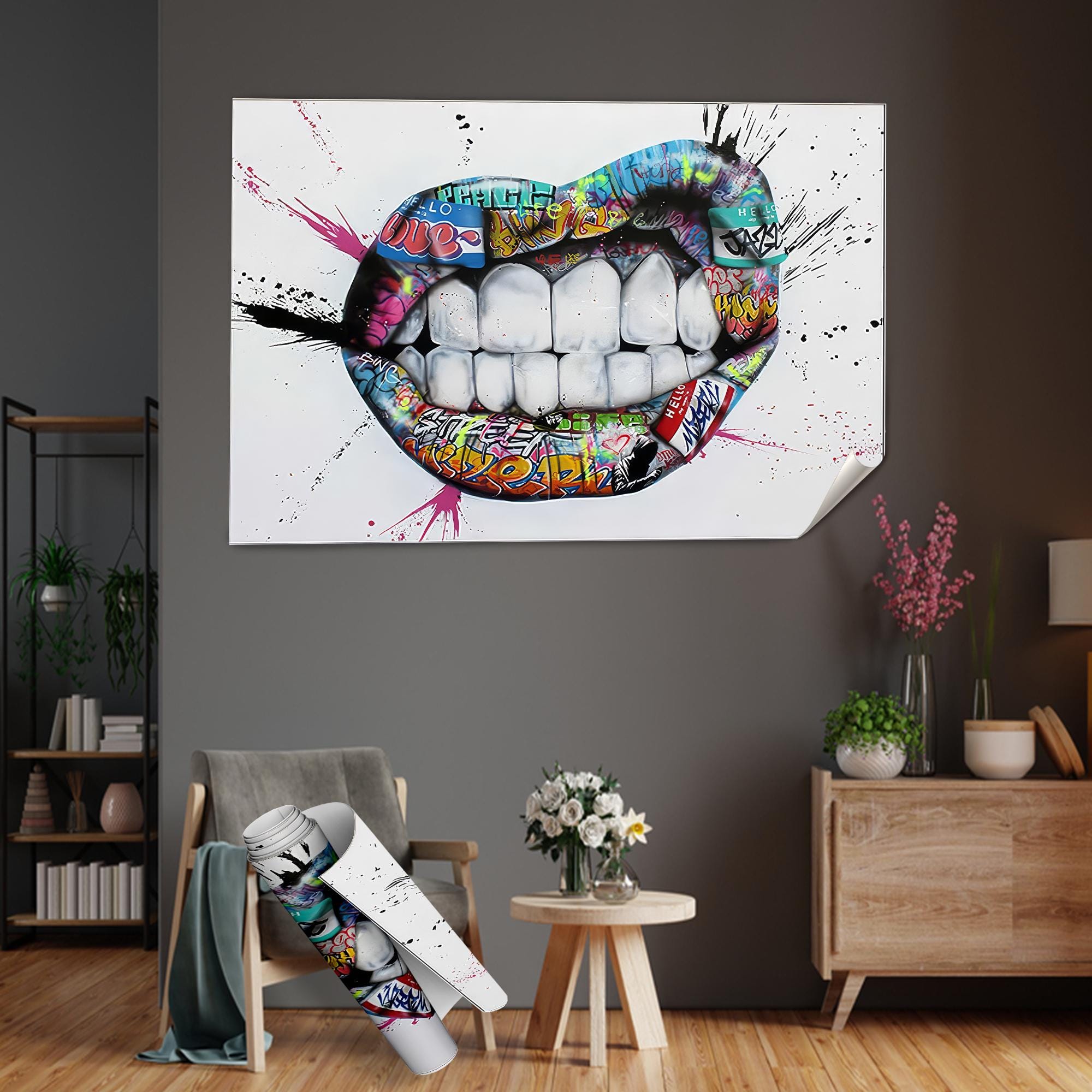 Tooth Dental Office Home Decor - Graffiti Colorful Canvas