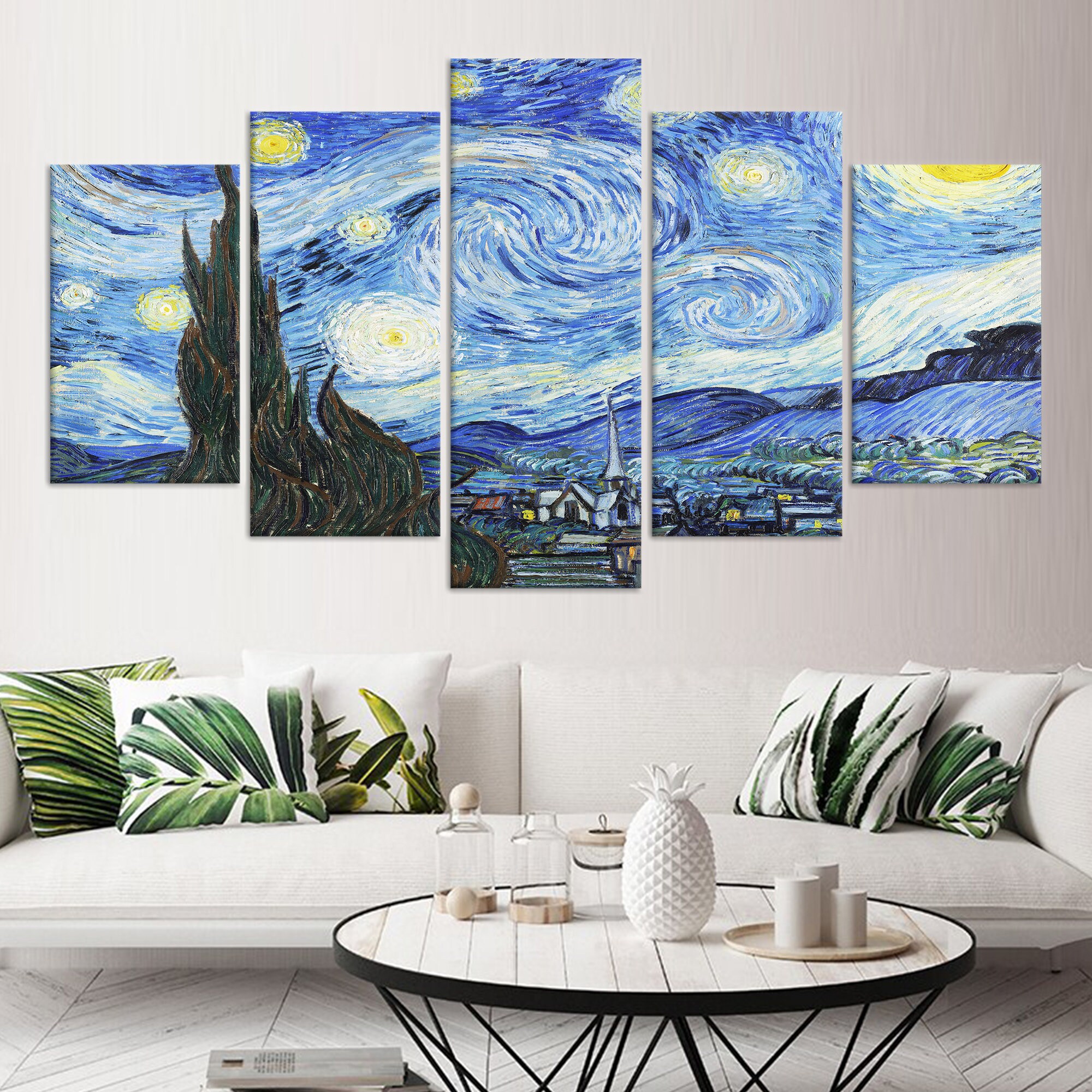 Van Gogh Starry Night Canvas Art: Gold Frame, Modern Wall Decor - Etsy display picture 1