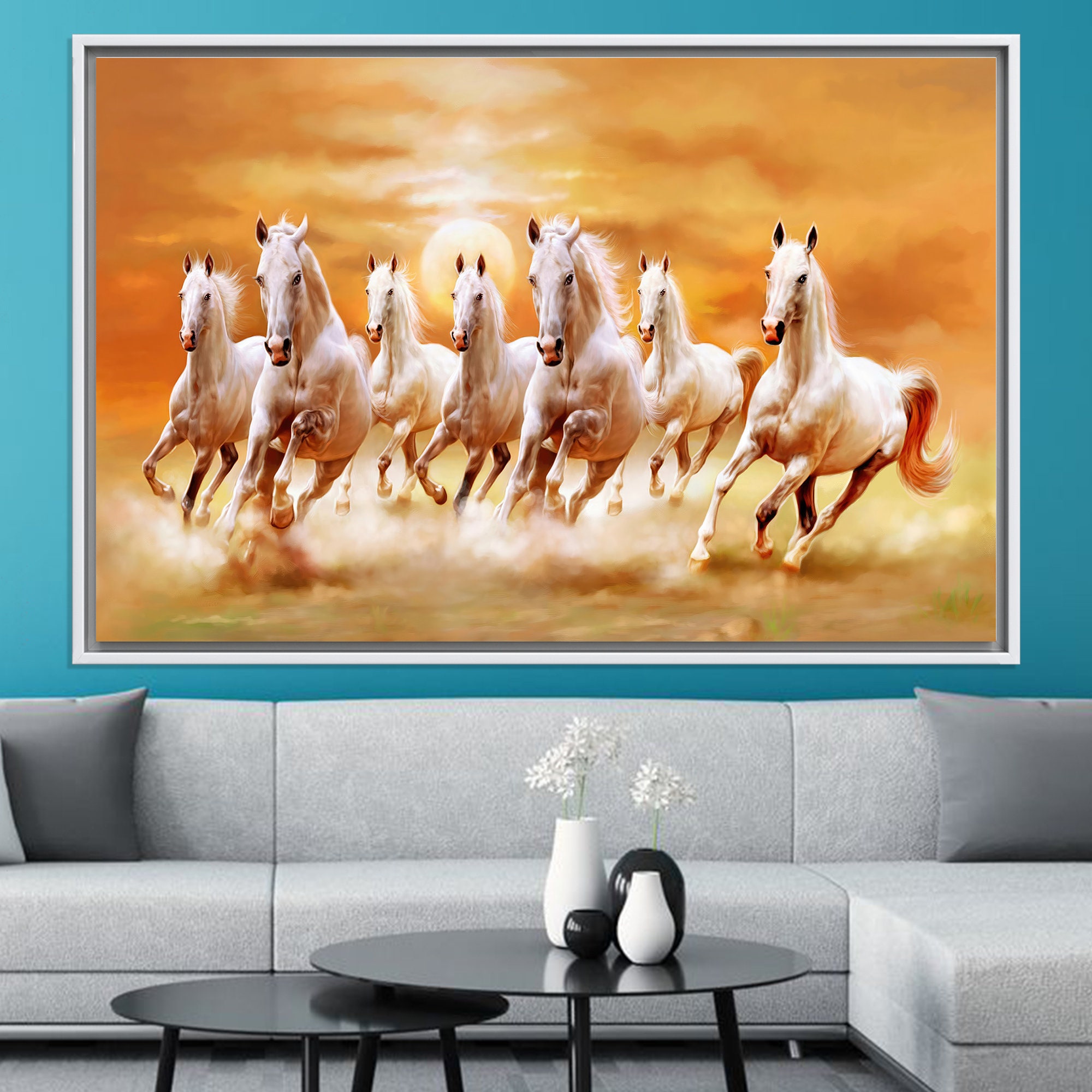 Running White Horses Canvas Wall Art: Modern Home Decor - Etsy