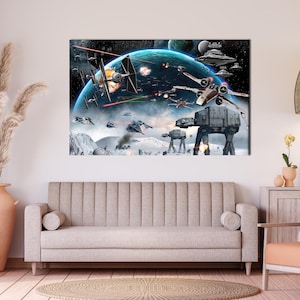 Space Canvas Poster, Personalized Gift Box, Star Wars Space Battle Canvas, Movie Canvas Decor, Modern Canvas, Gift For Him,