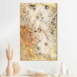 Cadeau personnalisé pour papa, affiche de carte de Piri Reis, tentures murales de carte vintage, affiche de carte ancienne, tenture murale de carte, art mural imprimable,