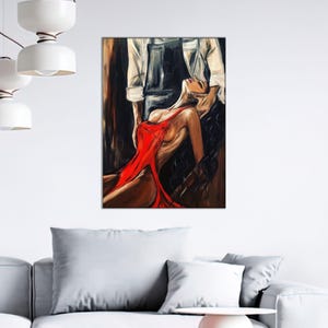 Sensual Couple Canvas Art: Modern Bedroom Wall Decor