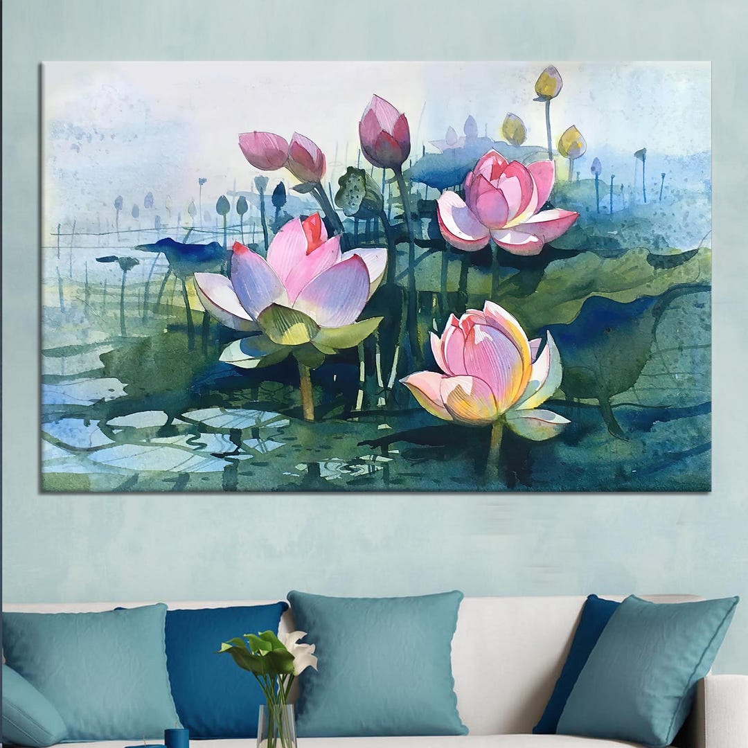 Lotus Flower Canvas Art: Modern 3D Wall Decor - Etsy