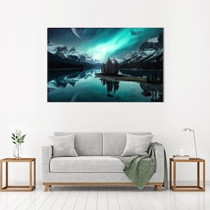 Nordlichter Wandbehang, Nordlichter Wandbehang, Nordlichter Wandbild, Nordlichter Wandbehang, Landschaft Poster, Nordlichter Poster, Boho Wanddeko,