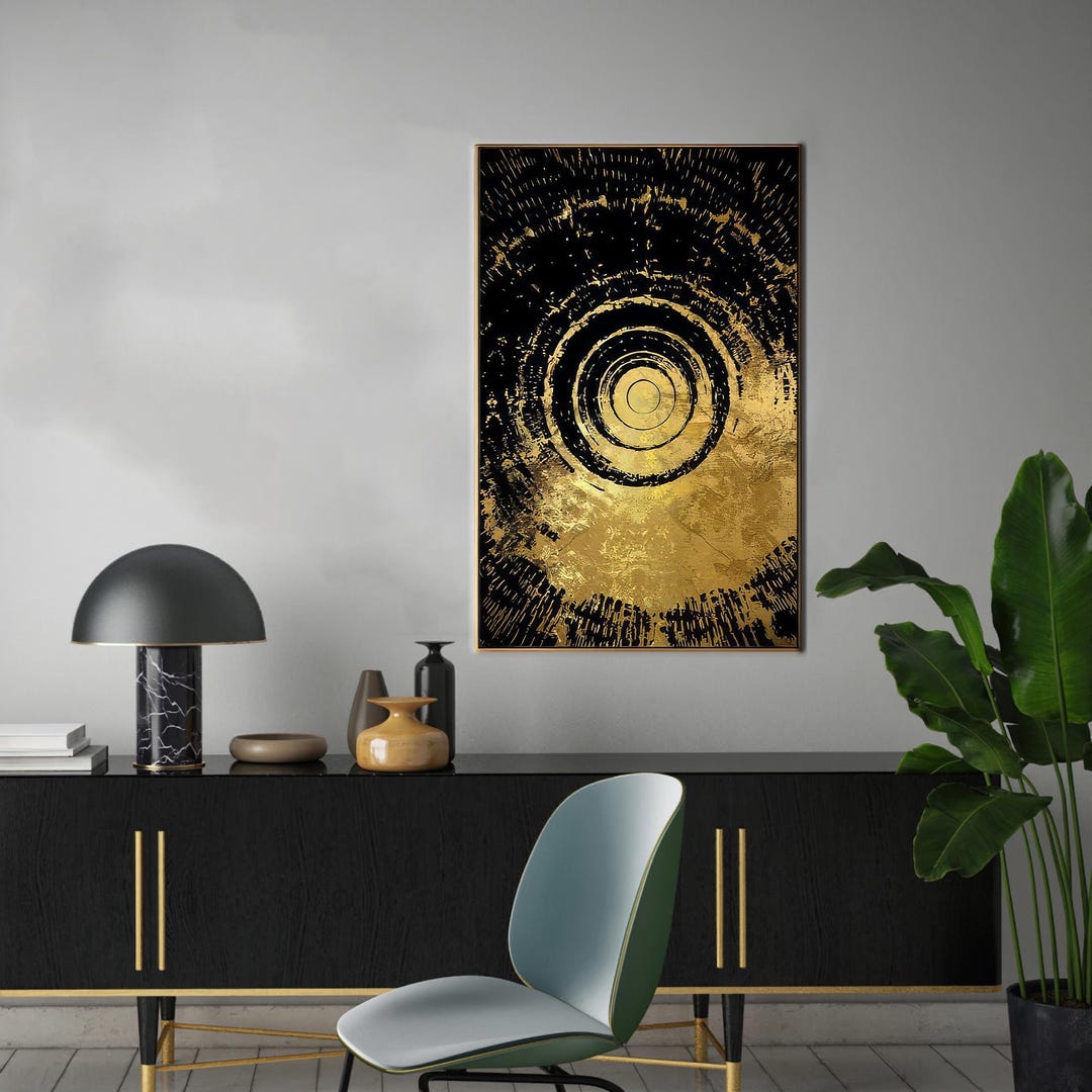 Black and Gold Abstract Canvas Art: Modern Wall Decor - Etsy
