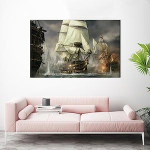 Landschaft Wanddekor, Schiff Wandkunst, Mann Höhle Kunst, Piraten Poster, personalisierte Geschenk für Mama, personalisierte Baby Geschenk, Dekoration Leinwand,