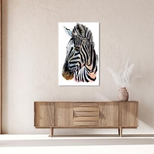 Konstverk med zebraälskare, abstrakta väggbonader, tryck av zebramålningar, djurväggdekor, personlig bröllopspresent till par.