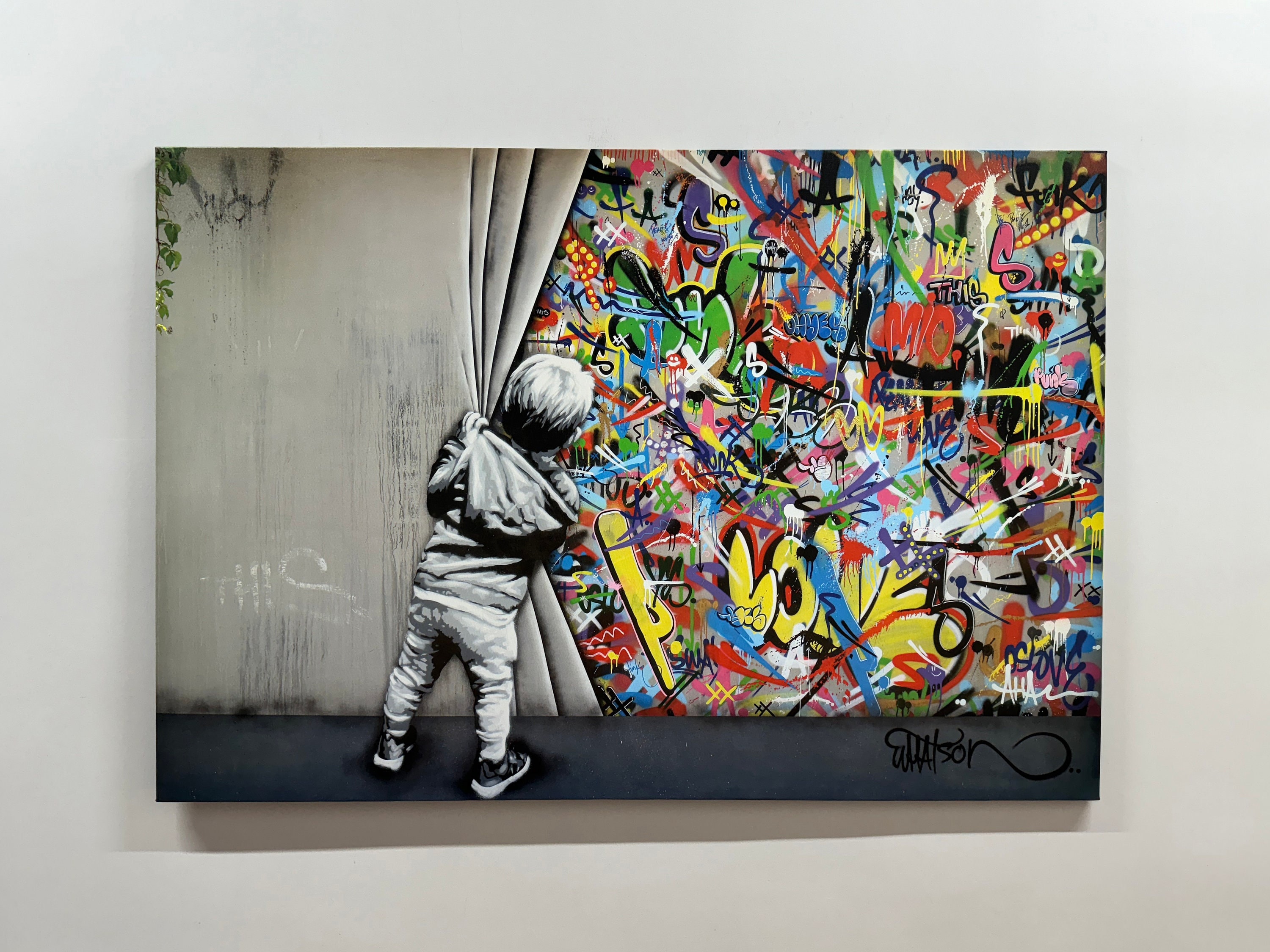 Banksy Graffiti Art: Behind the Curtain Canvas Wall Decor - Etsy