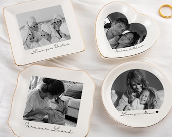 Personalized Bestie Photo Jewelry Dish, Ceramic Trinket Tray for Best Friend, Bestie Ring Dish, Birthday Gifts For Her