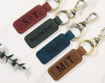 Custom Leather Keychain, Personalized Coordinates, Anniversary Gift