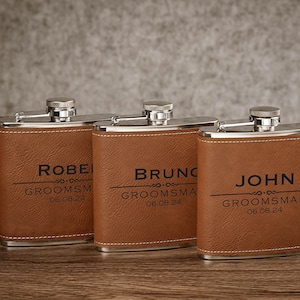 Personalized Flask for Men, Groomsmen Flasks, Engraved Leather Flask, Custom Flasks For Men, Groomsmen Gifts, Flask Leather, Flasks