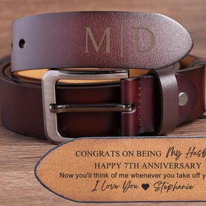 Personalized Leather Belt for Husband,Anniversary Gifts for Husband,Valentines Day Gift for Him,Custom Engraved Mens Belt,Unique Boyfriend