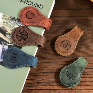 Aangepaste magnetische leren bladwijzers, gepersonaliseerde initialen gegraveerde bladwijzer, aanpasbare paginamarkering Cadeaus voor boekenliefhebbers Bookworm Reader