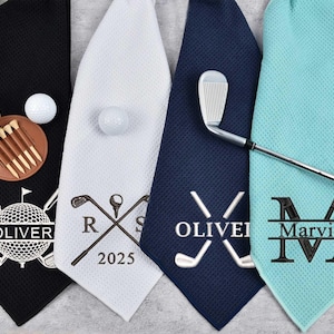 Asciugamano da golf ricamato, asciugamano da golf personalizzato, asciugamano da golf personalizzato, asciugamano da golf con monogramma, regalo da golf per papà e sposo