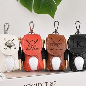 Leder Golfballtasche, stilvolle Tasche für Golfbälle, Tees Halter, Mini Golfball Halter, Golf Reisetasche, tolle Golf Geschenke