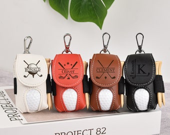 Leather Golf Ball Bag, Stylish Pouch for Golf Balls, Tees Holder, Mini Golf Ball Holder, Golf Travel Bag, Great Golf Gifts