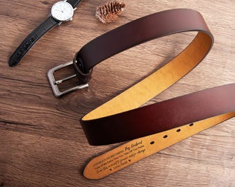 Cinturón de cuero grabado para hombre, cuero vacuno genuino personalizado