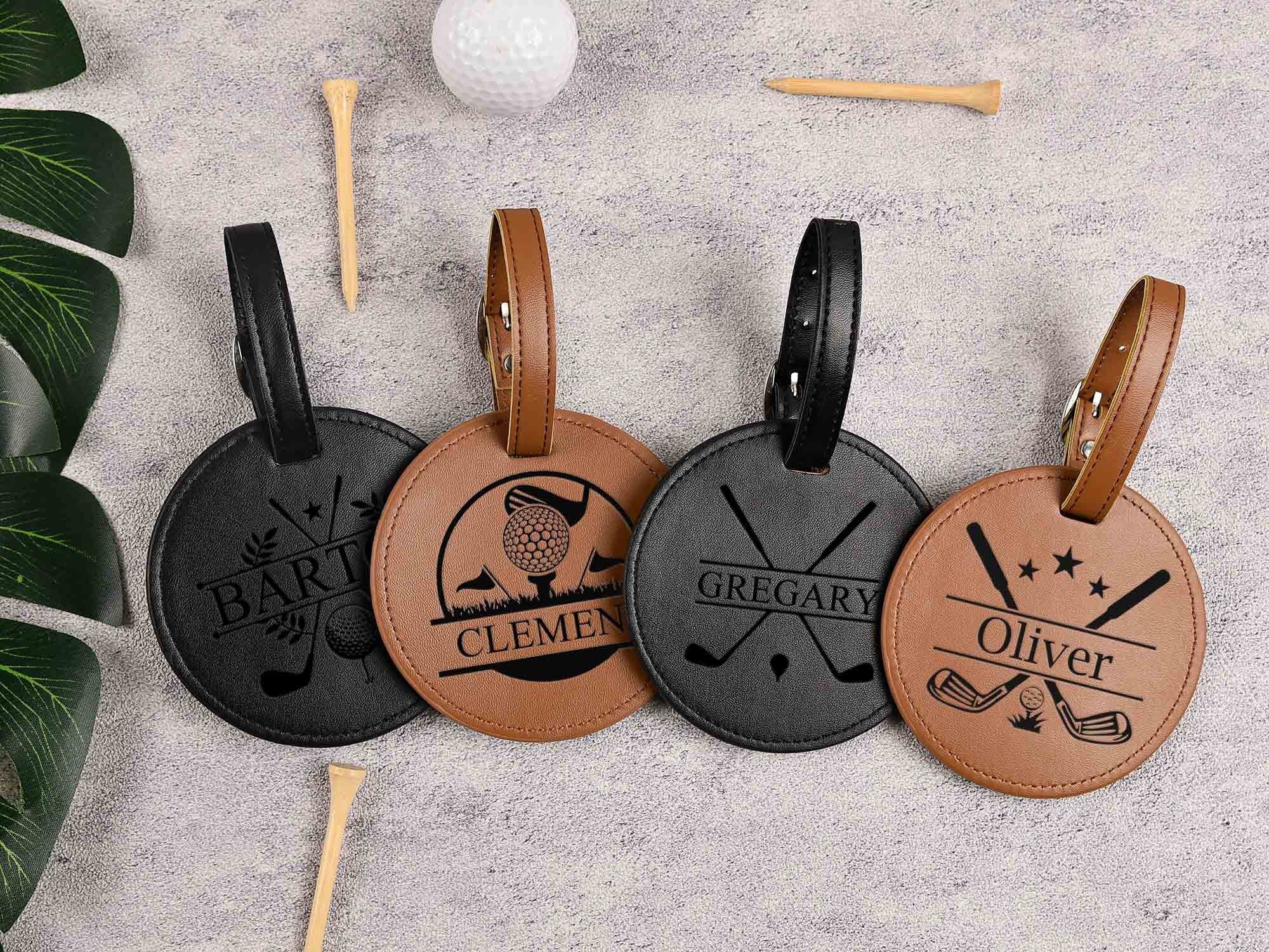 Engraved Leather Golf Tee Holder,Personalized Golf Bag Tag with Golf Tees,Custom Golf Accessories,Gifts for Grandpa, Dad Birthday Gift