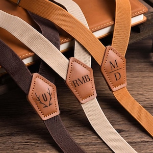 Personalized Groomsmen Suspenders,Leather Suspenders with Name,Rustic Wedding,Suspenders Best Man,Suspenders for Men,Father&#39;s Day Gift