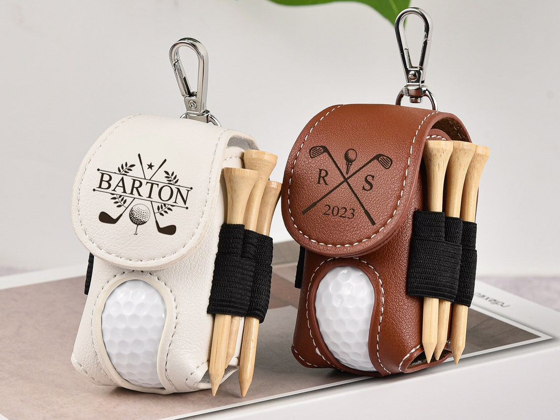 Golf Ball Bag, Stylish Pouch for Golf Balls, Tees Holder, Mini Golf Ball Holder, Leather Golf Travel Bag, Great Golf Gifts image 1