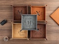 Monogrammed Leather Valet Tray: Engraved Catchall for Men, Personalized Gift for Groomsmen & Christmas