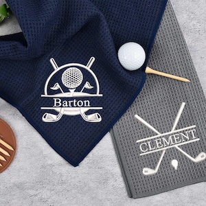 Asciugamano da golf personalizzato, asciugamano da golf ricamato, regalo per gli amanti del golf, regalo per lui, asciugamano da golf con monogramma, idea golf per papà, sposo
