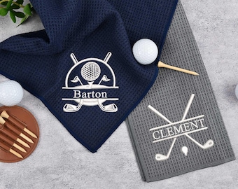 Personalized Embroidered Golf Towel: Golf Lover Gift with Carabiner Clip