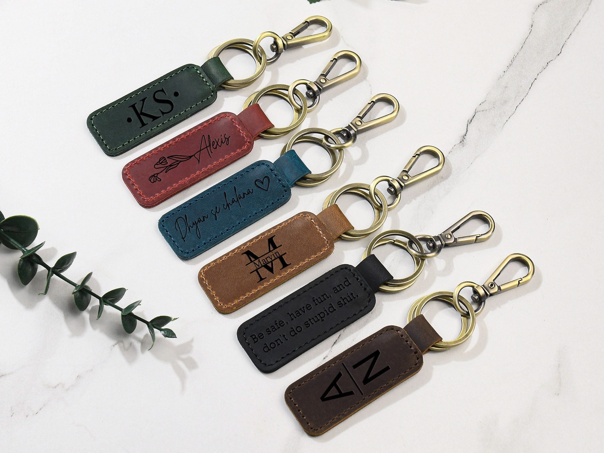 Peronalized Keychains Personalized Leather Keychain, Custom Coordinates, Monogram Anniversary ...