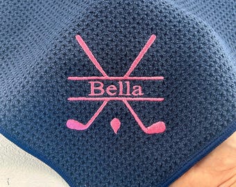 Toalla de golf bordada personalizada: regalo de golf personalizado con mosquetón