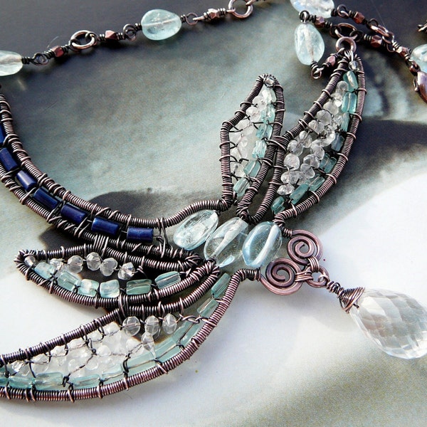 Evinrude the dragonfly - copper and gemstones necklace