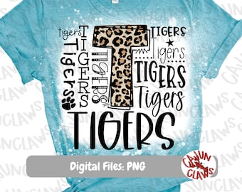 Benutzerdefinierte Maskottchen Typografie Digital Design | Tiger PNG | Tiger stolz PNG | Maskottchen T-Shirt Design | Tigers Sublimation