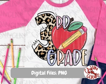 Third Grade Teacher PNG | Back to School Digital File | Third Grade Squad | Teacher Shirt Design | First Day of School PNG |