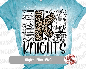 Niestandardowa typografia maskotki Projekt cyfrowy | Knights PNG | Knights Pride PNG | Projekt koszulki maskotki | Sublimacja Knights