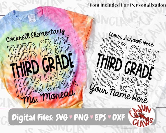 Third Grade PNG | Back to School Digital File | Third Grade Eco SVG | Teacher Shirt Design | First Day of School PNG | Customized Shirt