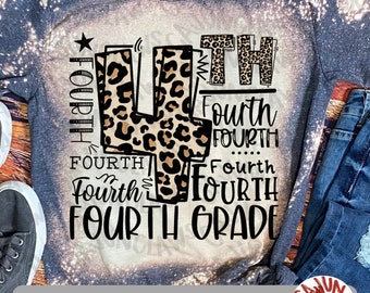 Fourth Grade Typography PNG | Back to School Digital File | Teacher PNG | Teacher Shirt Design | First Day of School PNG | 4th Grade Teacher