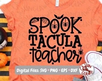 Design Digital do Professor Spooktacula | Professor Halloween SVG | Professor assustador | Design de camisa de Halloween para escola