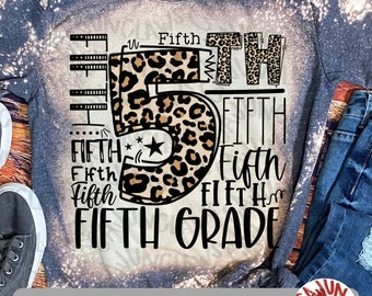 Fifth Grade Typography PNG | Back to School Digital File | Teacher PNG | Teacher Shirt Design | First Day of School PNG |