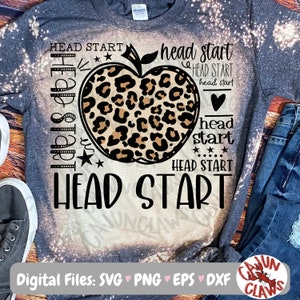 Head Start Typografie PNG | Zurück zu Schule Digitale Datei | Lehrer PNG | Lehrerin Shirt Design | Erster Schultag PNG |