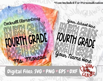 Fourth Grade PNG | Back to School Digital File | Fourth Grade Eco SVG | Teacher Shirt Design | First Day of School PNG | Customized Shirt