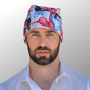 Custom Scrub Caps | Disney Scrub Caps For Men | Spider Man Scrub Caps | Adjustable | Sweatband | Surgical Scrub Caps  | Gift For Doctor