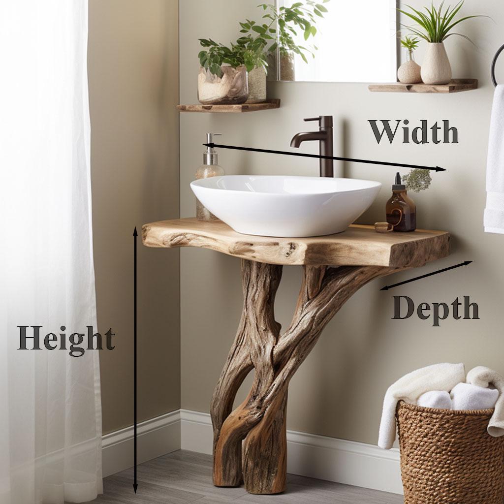 Reclaimed Bathroom Vanity Solid Wood Bathroom Sink Vanity Live Edge Farmhouse Rustic Wood Decor ...