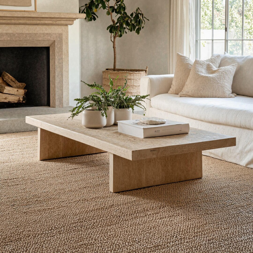 Farmhouse Oak Wood Coffee Table Live Edge Rustic Table Reclaimed Wood